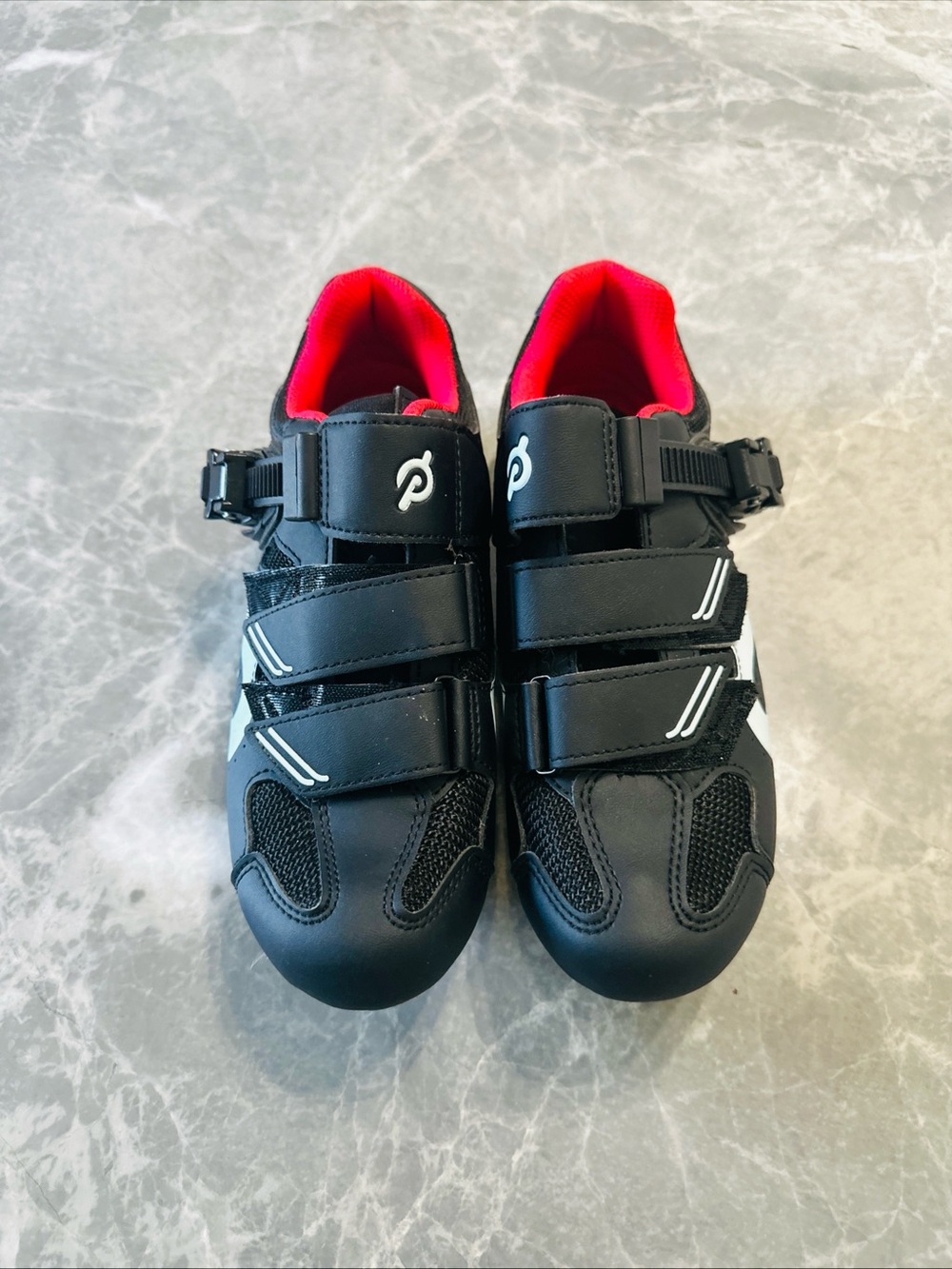 Peloton Cycling Shoes with Cleats Size 38 / Women's 7 Black Red White- Excellent